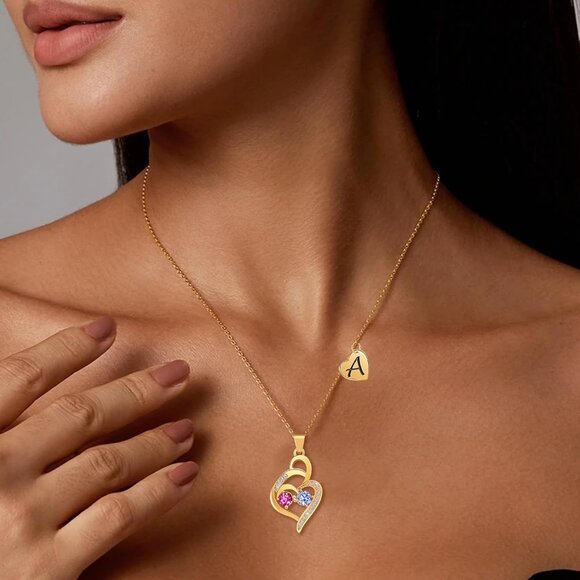 Vibrant Gold Plated Heart Initial Necklace for Women - Adjustable 15.7''+2.36'' - Picture 3 of 8